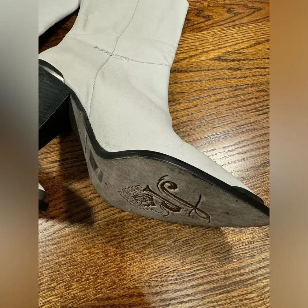 Free People Stevie Mid Boots white leather size US 9 / EU 39